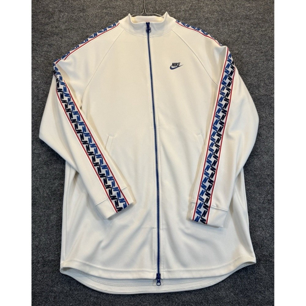 Nike Taped Stripe Track Jacket Mens Medium White Full Zip Swoosh Logo AJ2681